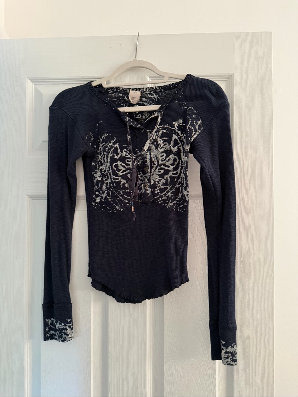 Free People Navy Blue Long-Sleeve Top